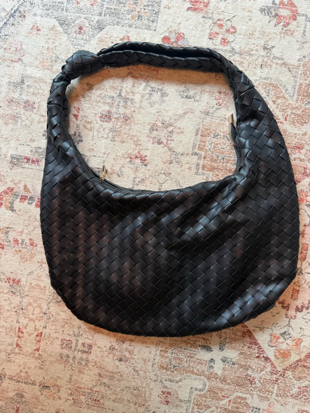 Anthropologie Black Melie Bianco Brigitte Large Woven Hobo Bag outside great